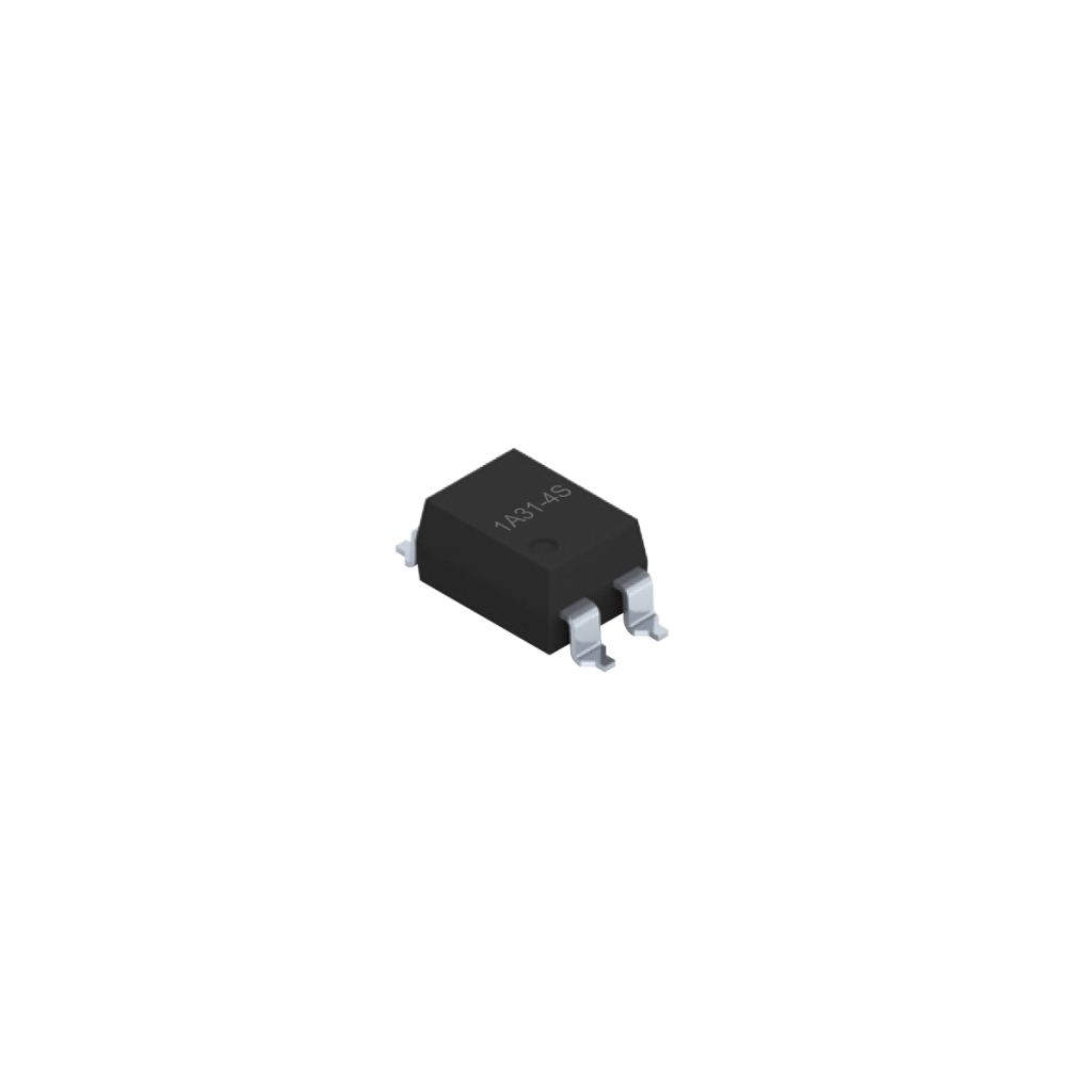 A small black SMD electronic component with four silver pins, typically used on circuit boards; labeled 1AG145 on its top surface. Commonly found in MOSFET Relays for efficient switching. by Standex Detect