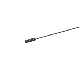 A thin black cylindrical electronic Reed Sensor from the MK18 Series, with a wire extending from one end, labeled MKR1S-2-20SW, shown on a white background. by Standex Detect