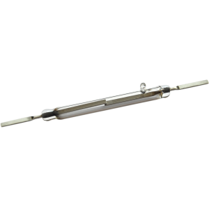 A close-up of a KSK-1A83 Series linear halogen light bulb with a clear glass body and metal connectors on both ends, isolated on a white background. by Standex Detect