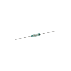 A small glass cylindrical Reed Switch with thin metal leads extending from both ends, isolated on a white background. Ideal for various electronic applications, this component is part of the trusted ORD613 Series. by Standex Detect